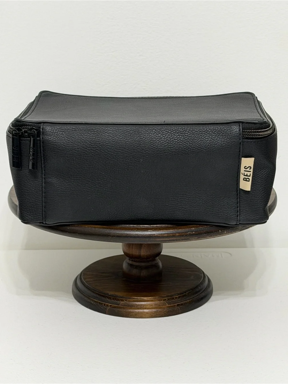 BÉIS The Cosmetic Case Black Pebbled Faux Leather Travel Makeup Bag Organizer